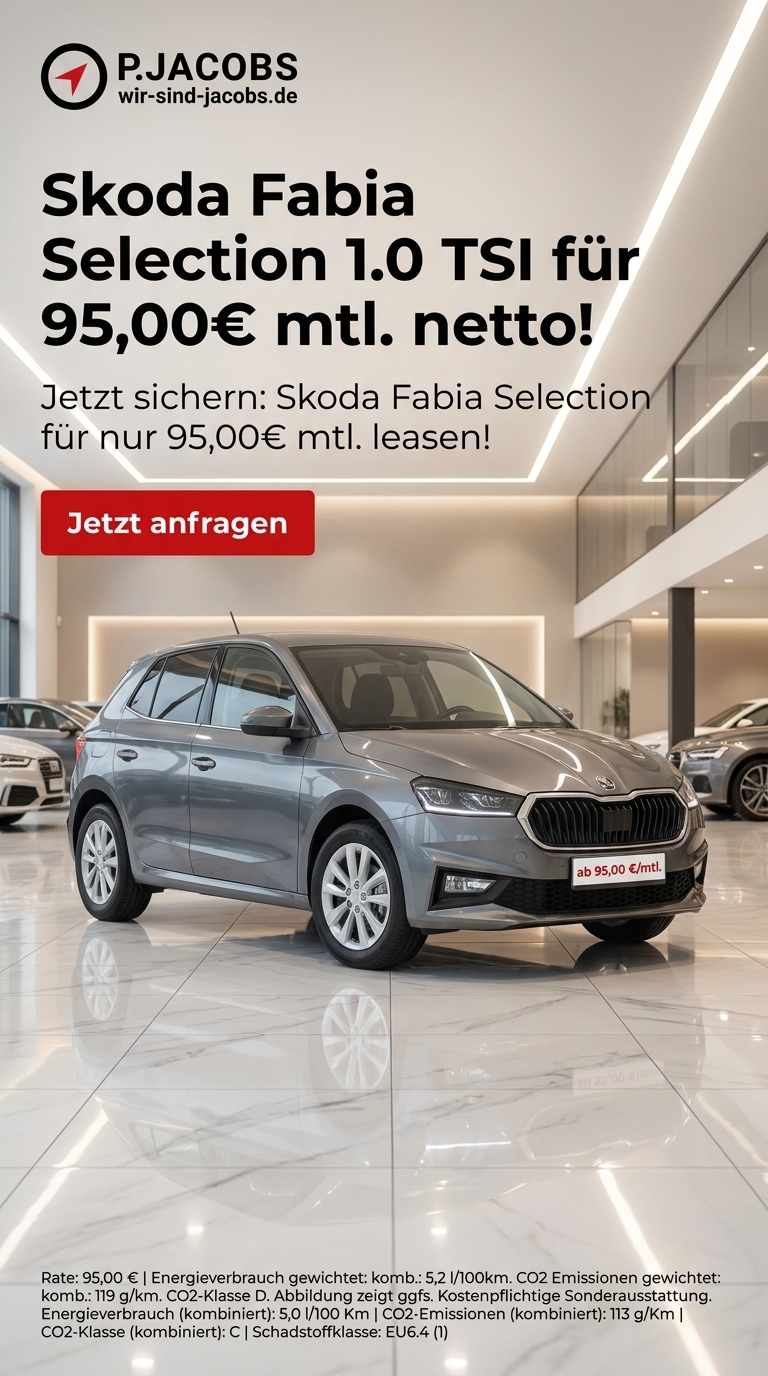 Škoda Fabia Selection 1.0 TSI – Leasing ab 95,00 € mtl. netto